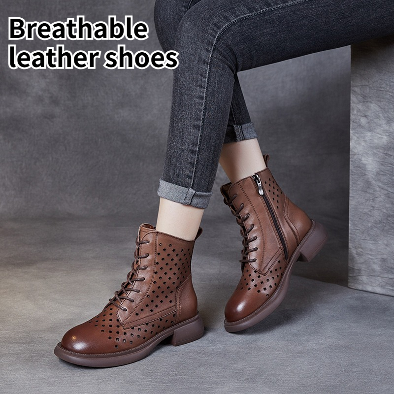 Spring Women Open Toe Genuine  - Sewing Zipper ulasan dan harga