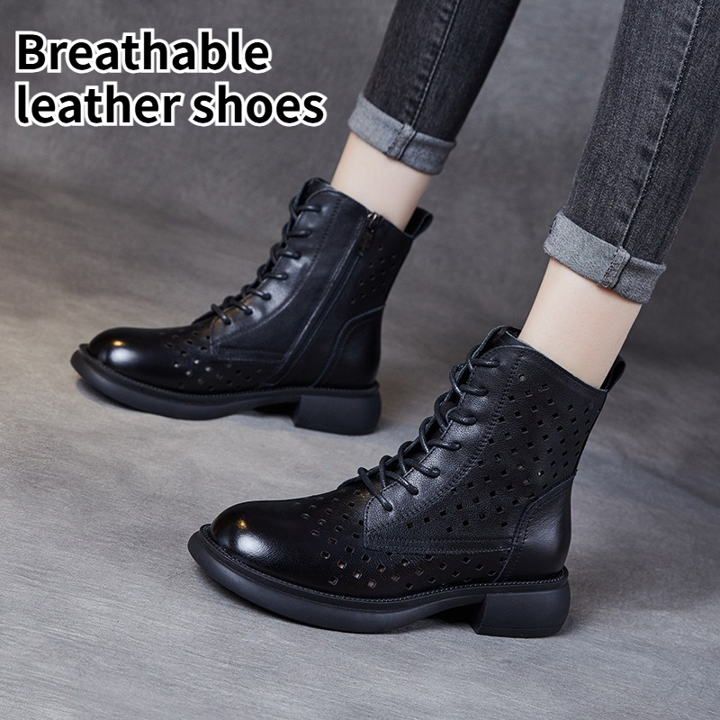 Spring Women Open Toe Genuine  - Sewing Zipper ulasan dan harga