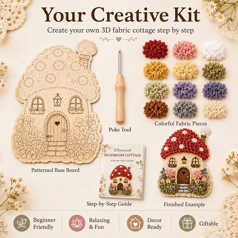 3D Mushroom House Poke Art DIY - Sewing Art ulasan dan harga