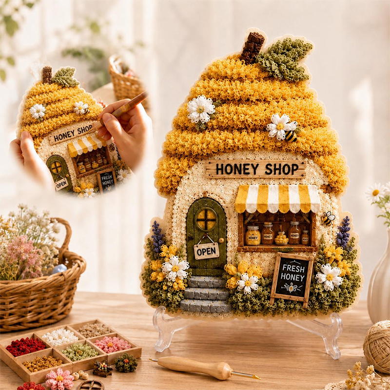 3D Mushroom House Poke Art DIY - Sewing Art ulasan dan harga