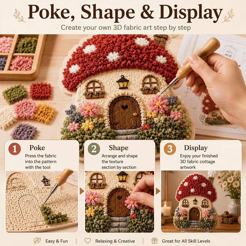 3D Mushroom House Poke Art DIY - Sewing Art ulasan dan harga