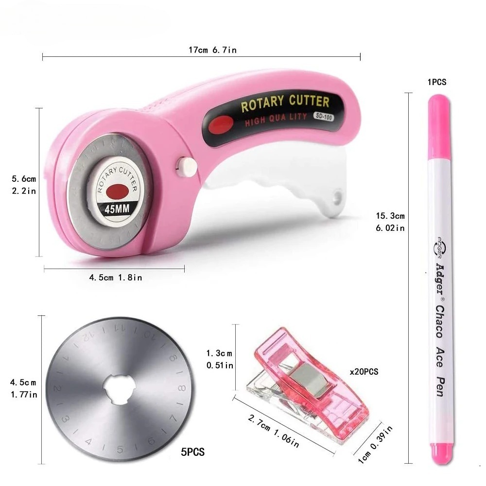 5mm Rotary Cutter with 5pcs Re - Rotary Cutter Fabric ulasan dan harga