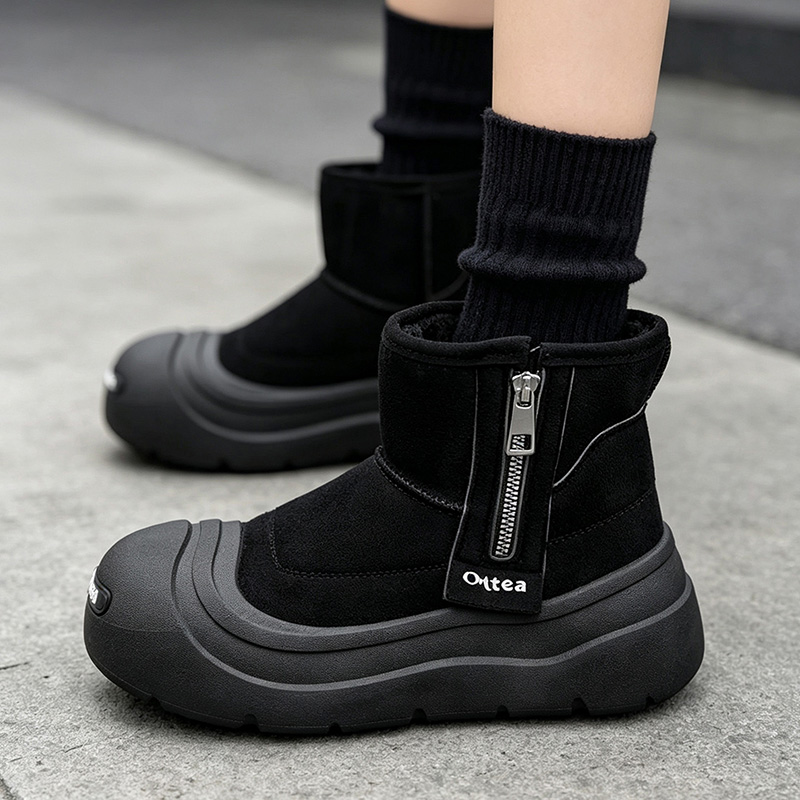 Men's snow boots with warm fle - Sewing Zipper ulasan dan harga