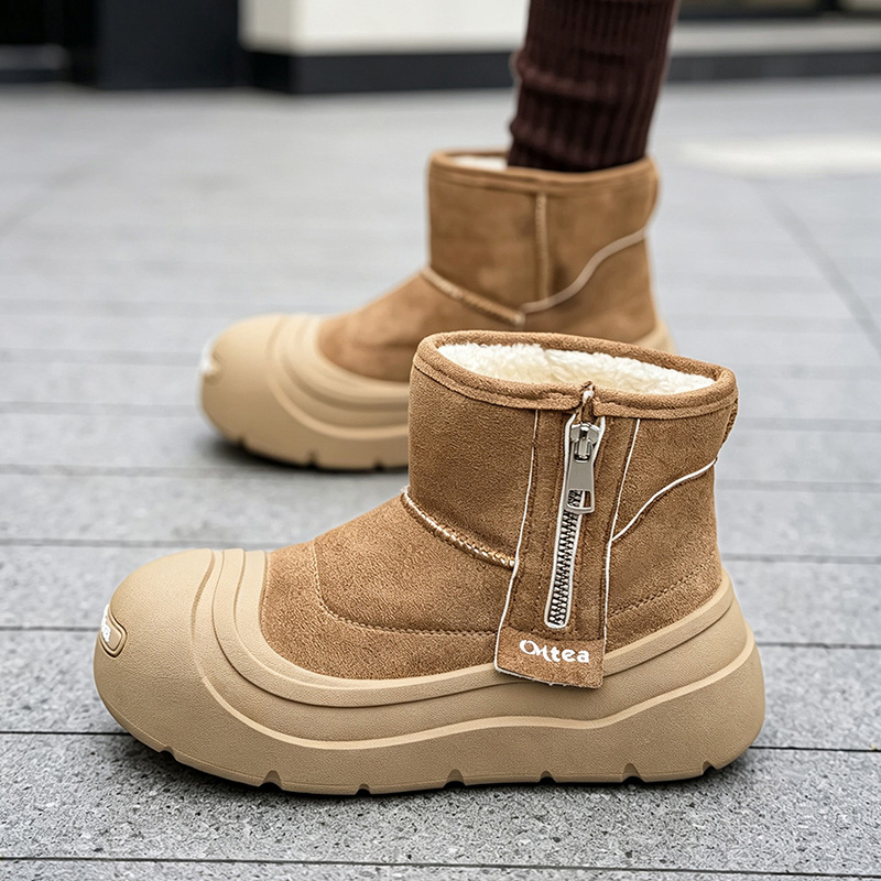 Men's snow boots with warm fle - Sewing Zipper ulasan dan harga
